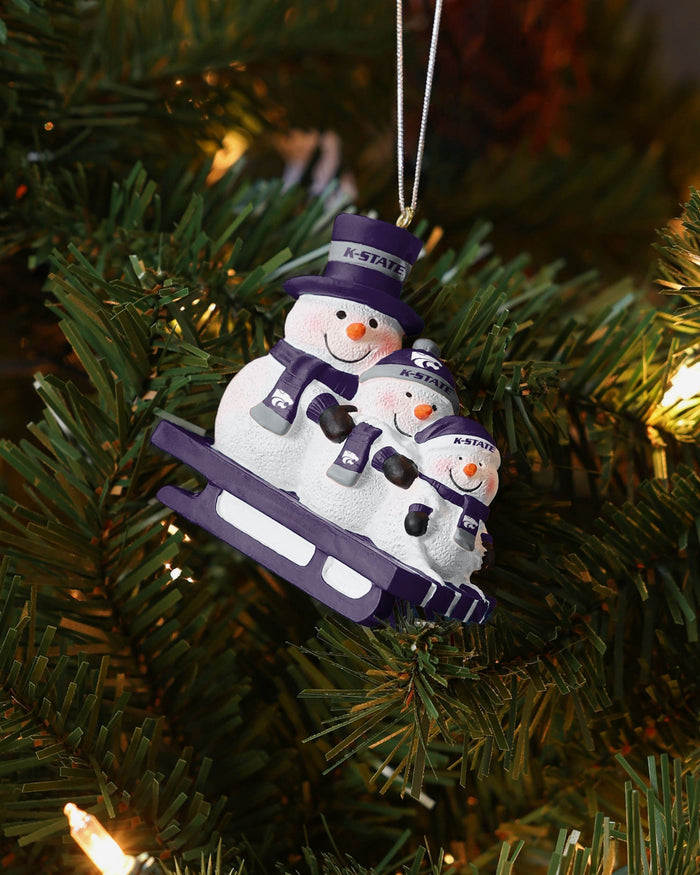 Kansas State Wildcats Sledding Snowmen Ornament FOCO - FOCO.com