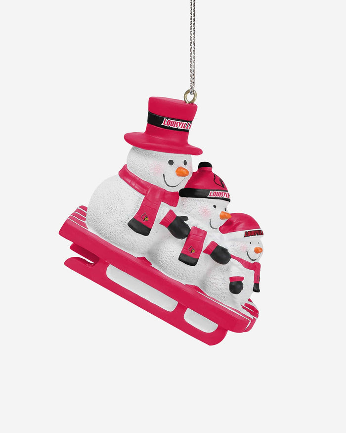Louisville Cardinals Sledding Snowmen Ornament FOCO - FOCO.com