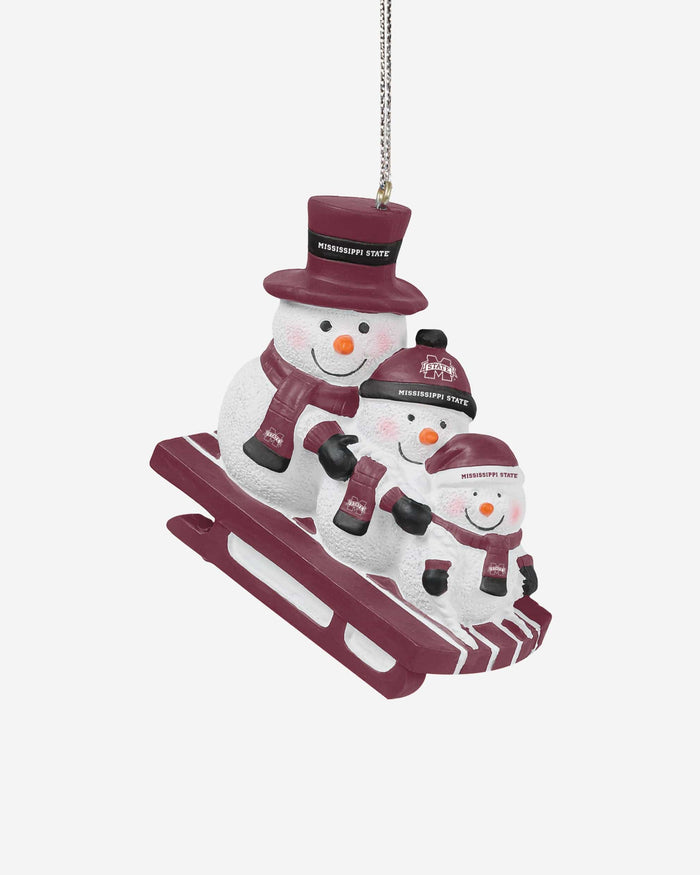 Mississippi State Bulldogs Sledding Snowmen Ornament FOCO - FOCO.com