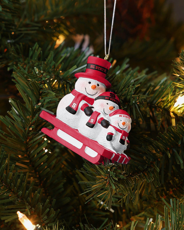 NC State Wolfpack Sledding Snowmen Ornament FOCO - FOCO.com