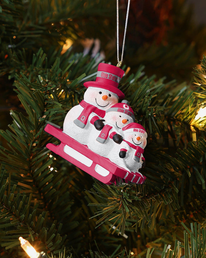 Ohio State Buckeyes Sledding Snowmen Ornament FOCO - FOCO.com