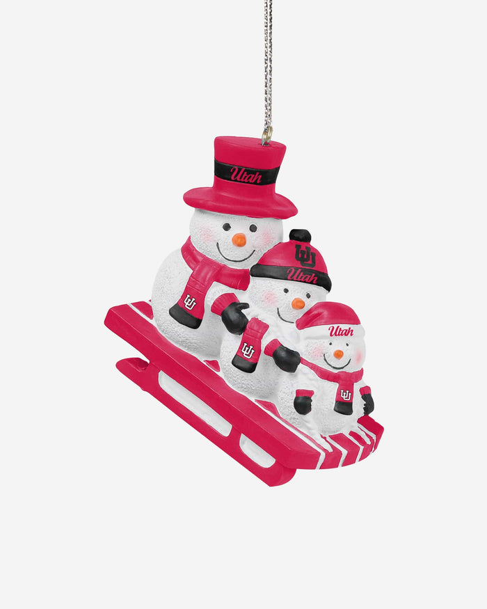 Utah Utes Sledding Snowmen Ornament FOCO - FOCO.com
