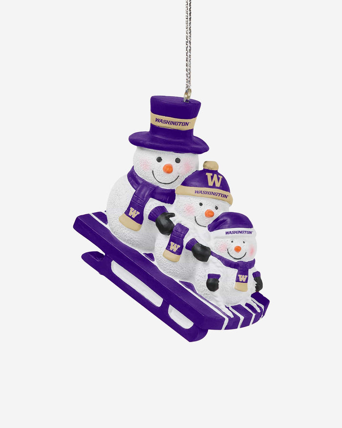 Washington Huskies Sledding Snowmen Ornament FOCO - FOCO.com