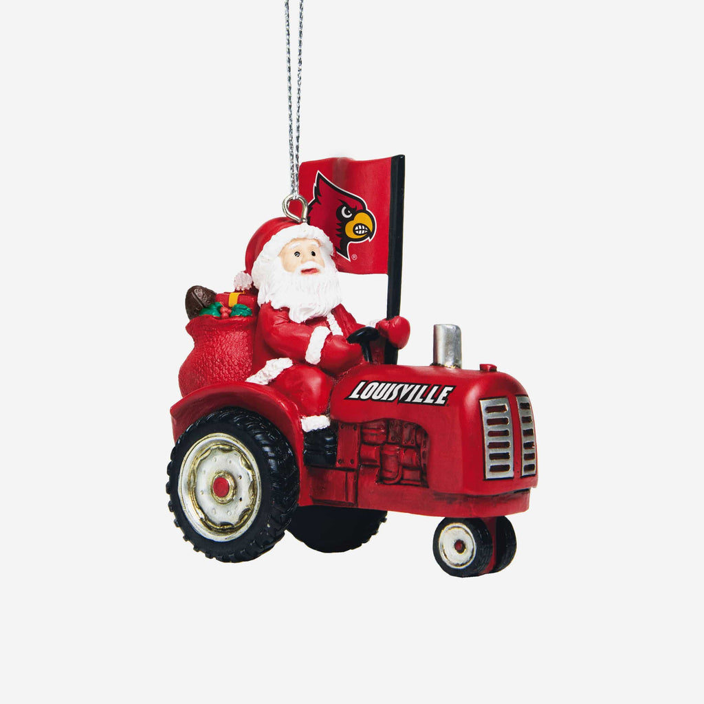 Louisville Cardinals Santa Riding Tractor Ornament FOCO - FOCO.com
