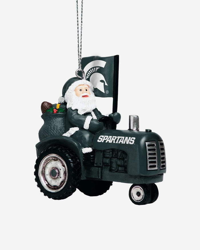 Michigan State Spartans Santa Riding Tractor Ornament FOCO - FOCO.com