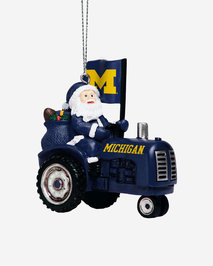 Michigan Wolverines Santa Riding Tractor Ornament FOCO - FOCO.com