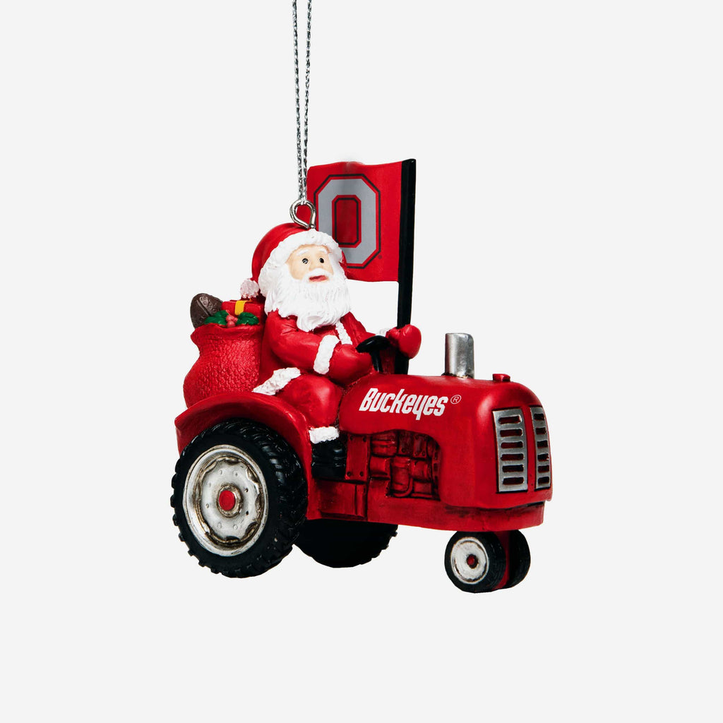 Ohio State Buckeyes Santa Riding Tractor Ornament FOCO - FOCO.com