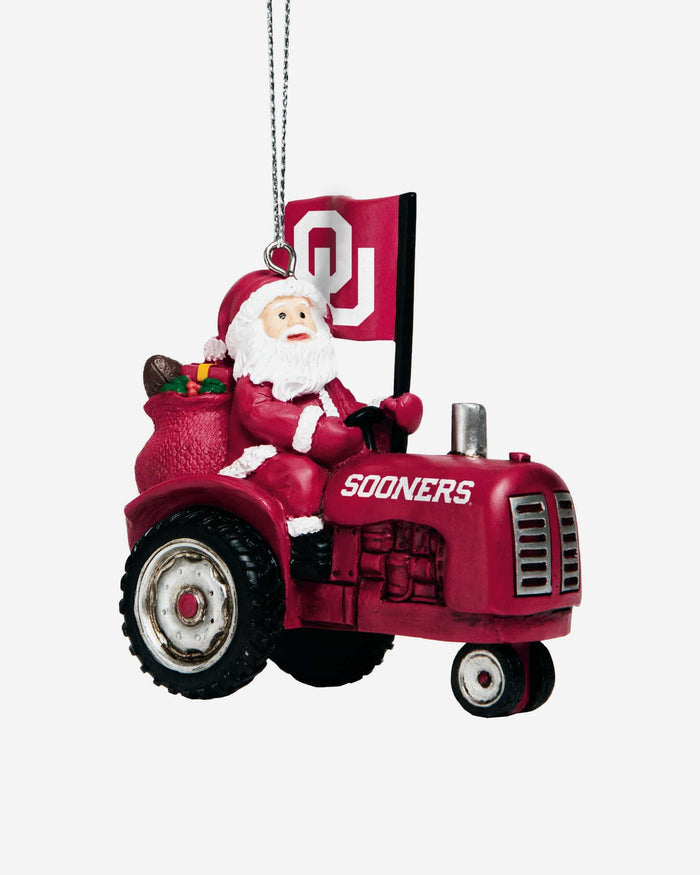 Oklahoma Sooners Santa Riding Tractor Ornament FOCO - FOCO.com