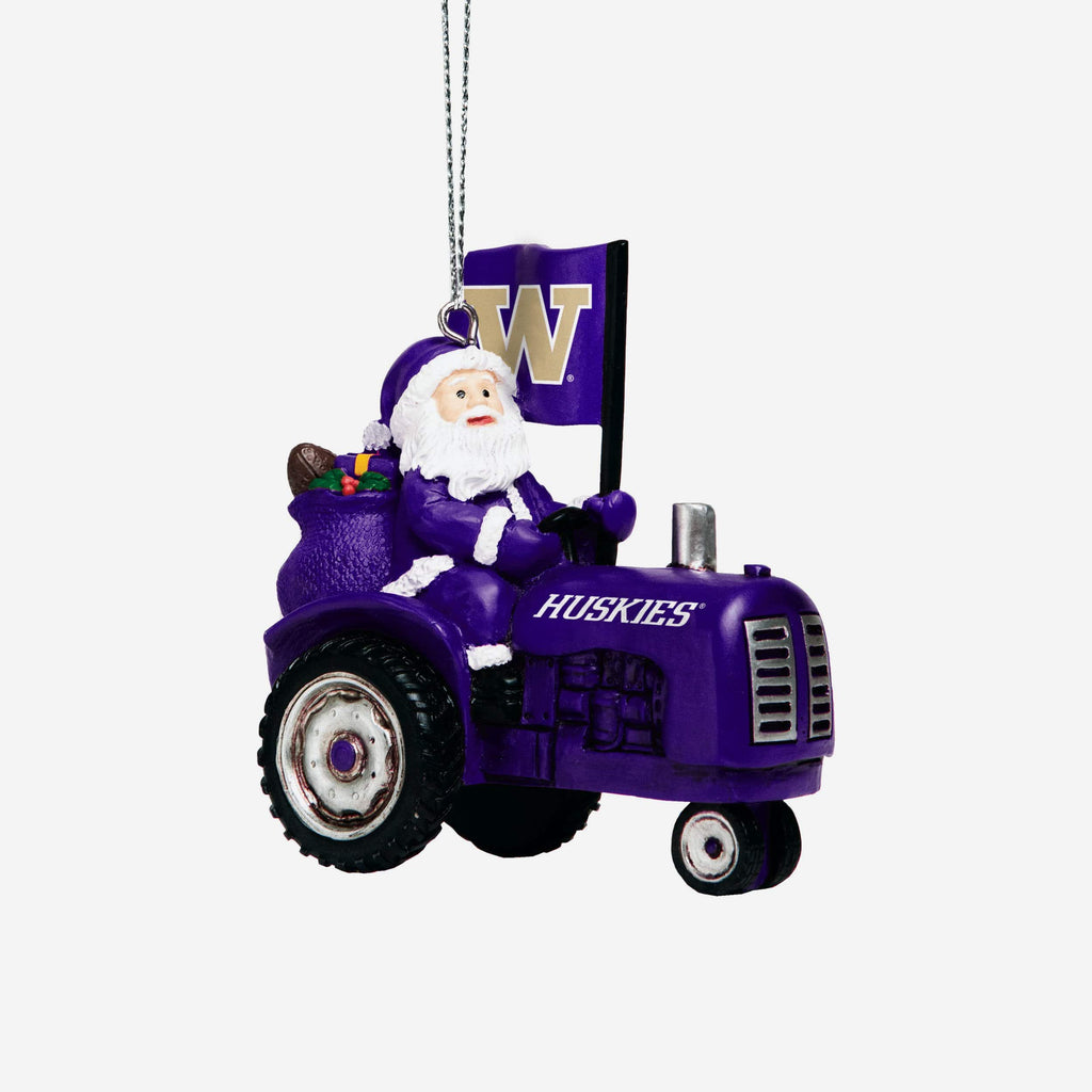Washington Huskies Santa Riding Tractor Ornament FOCO - FOCO.com