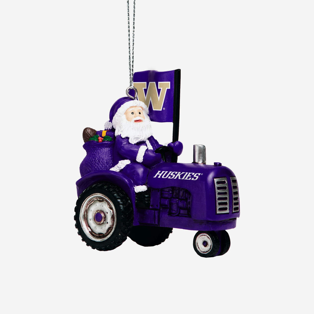 Washington Huskies Santa Riding Tractor Ornament FOCO - FOCO.com