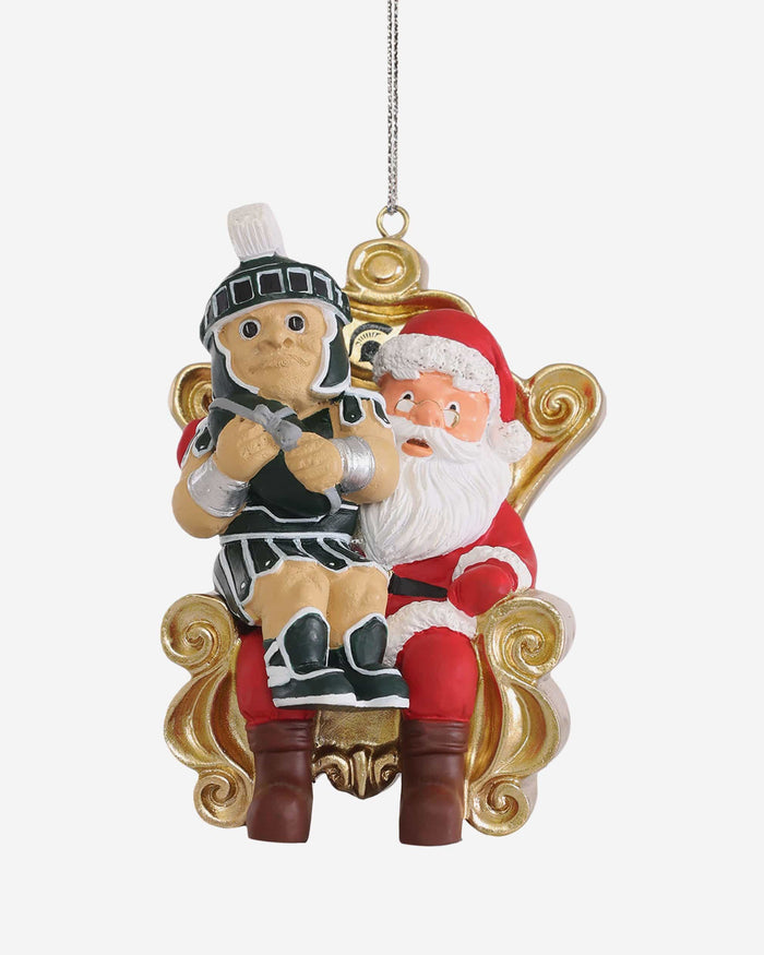 Sparty Michigan State Spartans Mascot On Santa's Lap Ornament Foco - FOCO.com