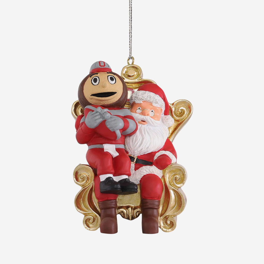 Brutus Buckeye Ohio State Buckeyes Mascot On Santa's Lap Ornament Foco - FOCO.com