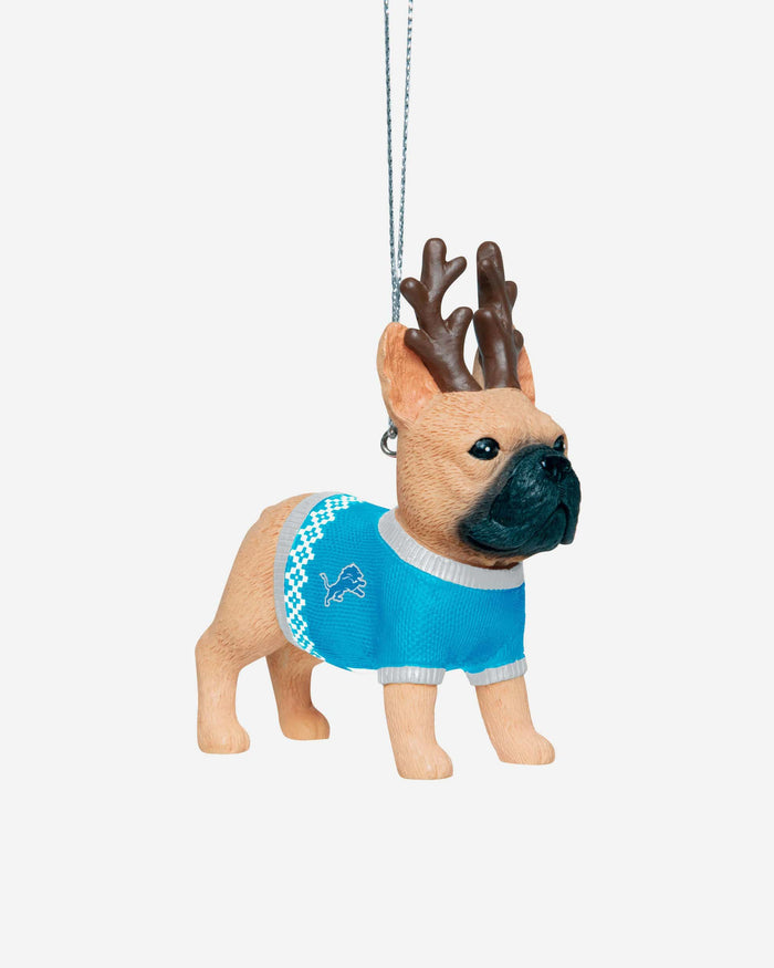 Detroit Lions French Bulldog Wearing Sweater Ornament FOCO - FOCO.com