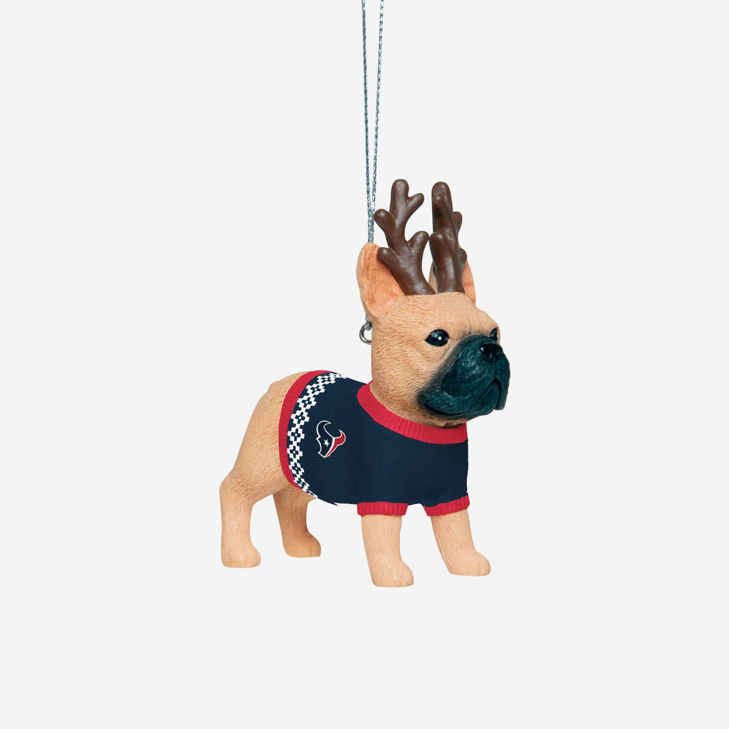Houston Texans French Bulldog Wearing Sweater Ornament FOCO - FOCO.com