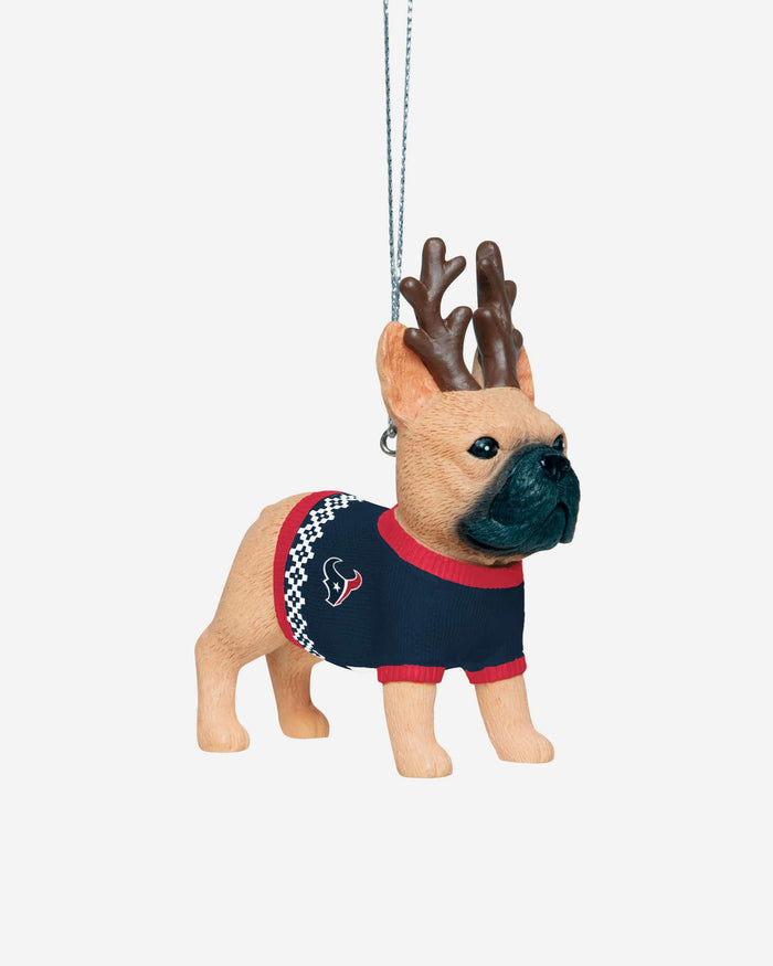 Houston Texans French Bulldog Wearing Sweater Ornament FOCO - FOCO.com