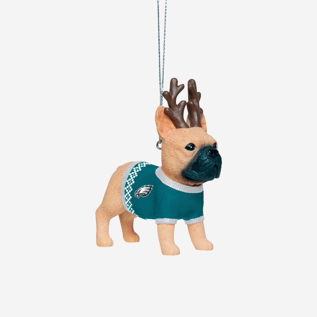 Philadelphia Eagles French Bulldog Wearing Sweater Ornament FOCO - FOCO.com