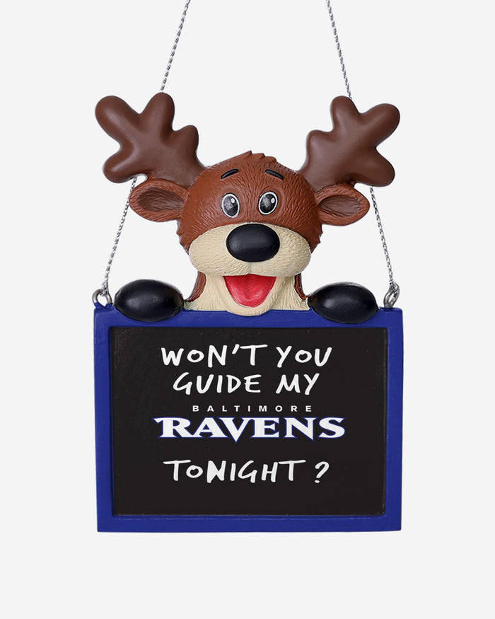 Baltimore Ravens Reindeer With Sign Ornament FOCO - FOCO.com