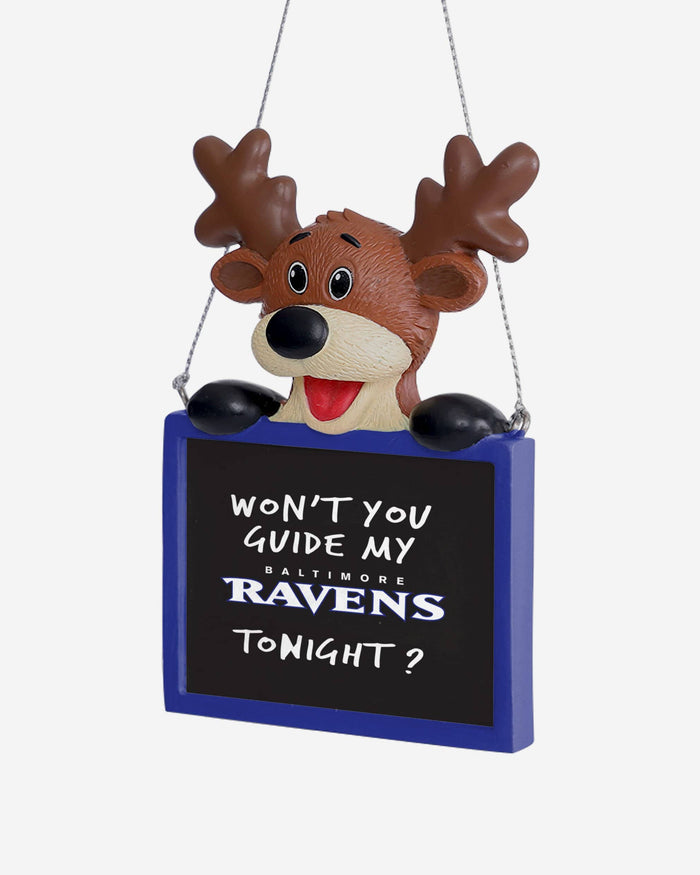 Baltimore Ravens Reindeer With Sign Ornament FOCO - FOCO.com