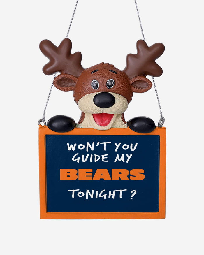 Chicago Bears Reindeer With Sign Ornament FOCO - FOCO.com