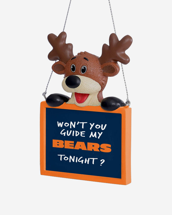 Chicago Bears Reindeer With Sign Ornament FOCO - FOCO.com