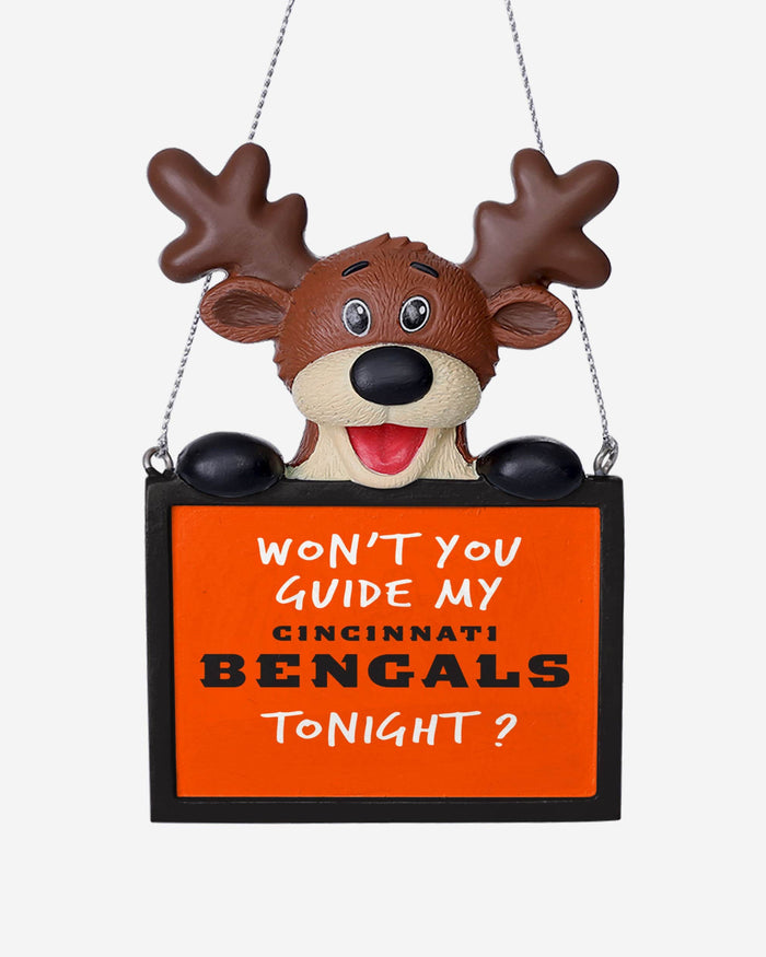 Cincinnati Bengals Reindeer With Sign Ornament FOCO - FOCO.com
