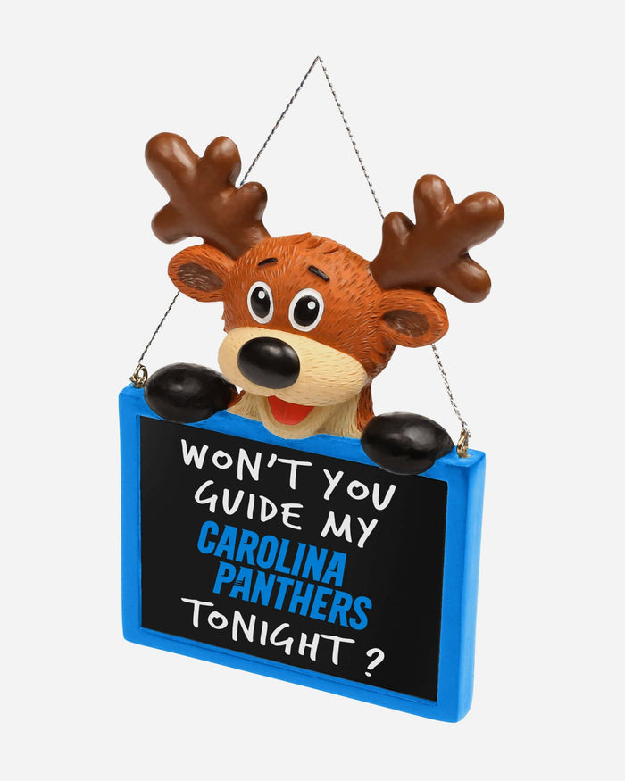 Carolina Panthers Reindeer With Sign Ornament FOCO - FOCO.com