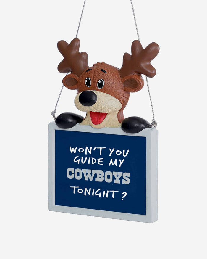 Dallas Cowboys Reindeer With Sign Ornament FOCO - FOCO.com