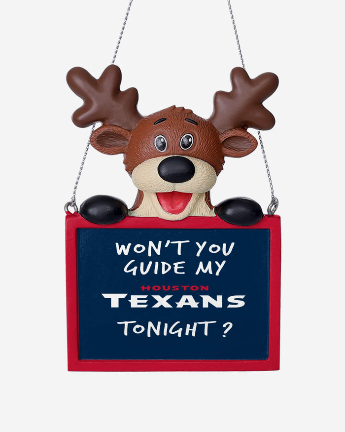 Houston Texans Reindeer With Sign Ornament FOCO - FOCO.com