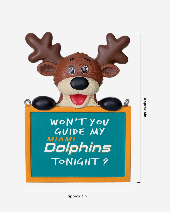Miami Dolphins Reindeer With Sign Ornament FOCO - FOCO.com