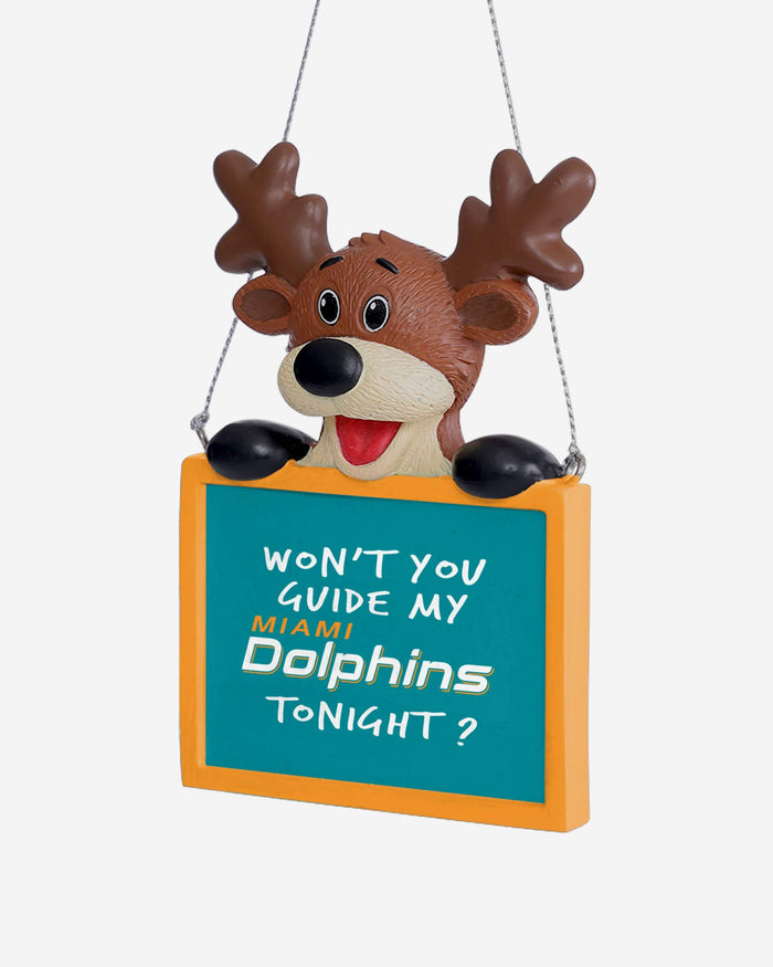 Miami Dolphins Reindeer With Sign Ornament FOCO - FOCO.com