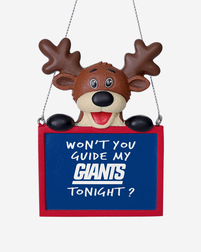 New York Giants Reindeer With Sign Ornament FOCO - FOCO.com