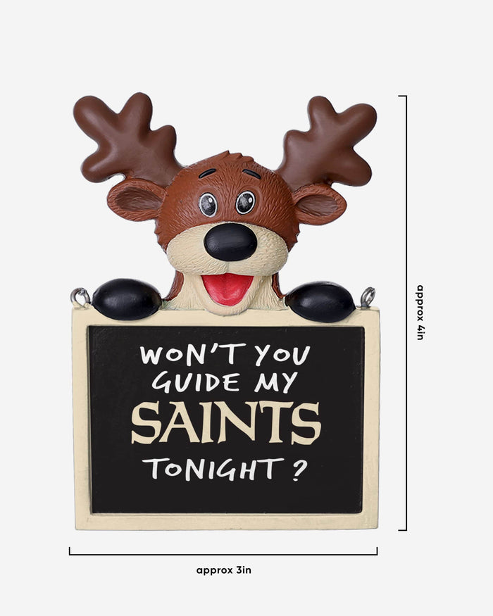 New Orleans Saints Reindeer With Sign Ornament FOCO - FOCO.com