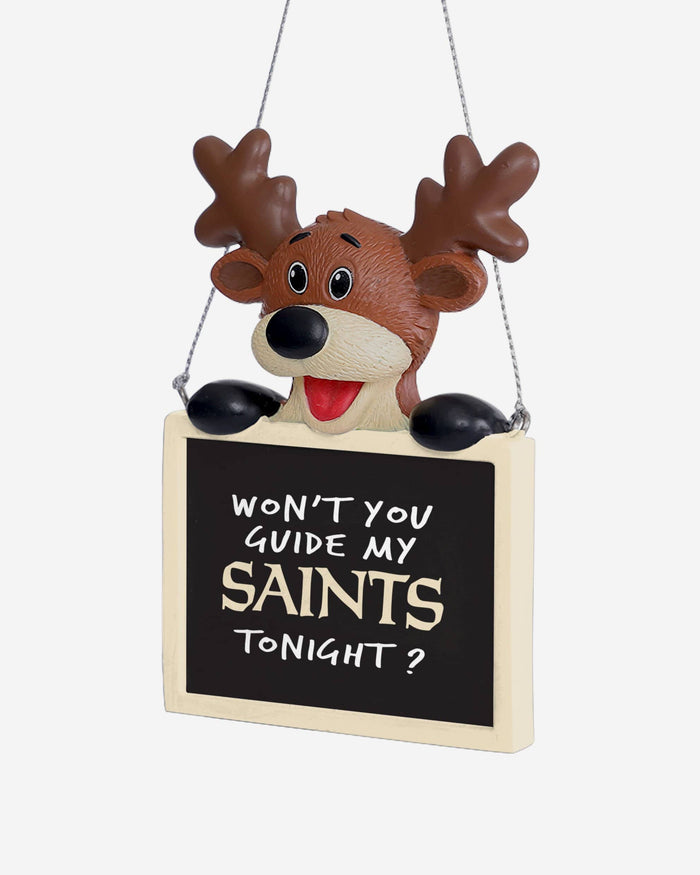 New Orleans Saints Reindeer With Sign Ornament FOCO - FOCO.com