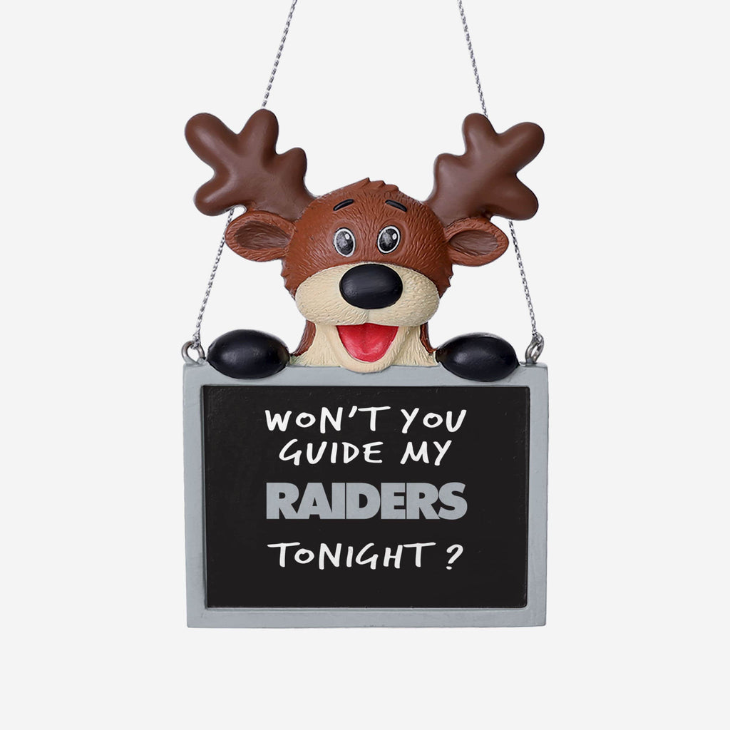 Las Vegas Raiders Reindeer With Sign Ornament FOCO - FOCO.com
