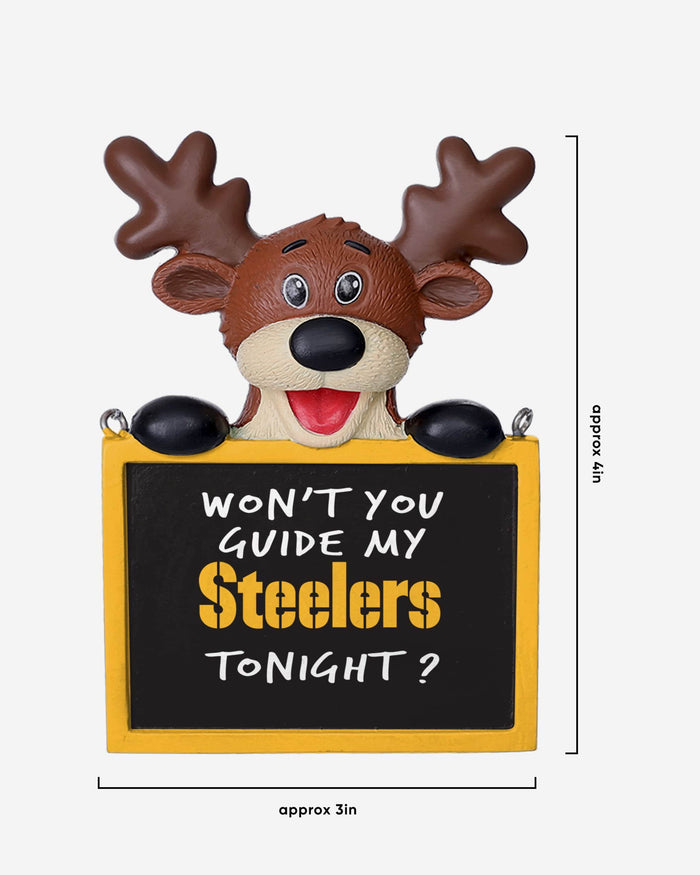 Pittsburgh Steelers Reindeer With Sign Ornament FOCO - FOCO.com