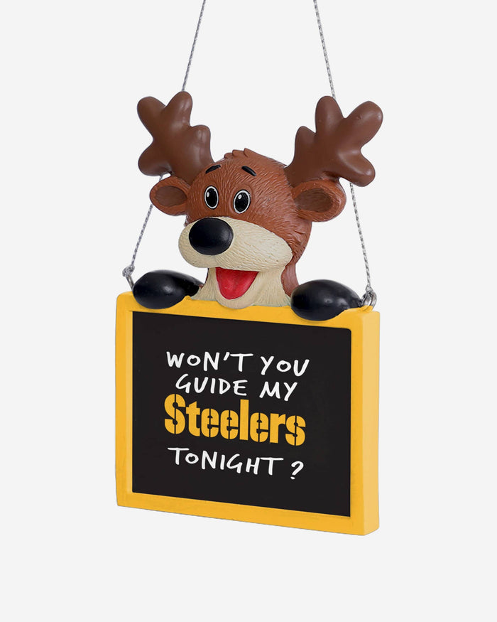 Pittsburgh Steelers Reindeer With Sign Ornament FOCO - FOCO.com