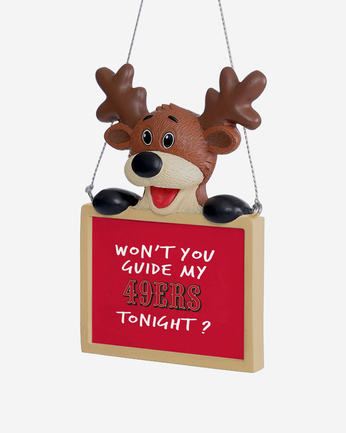 San Francisco 49ers Reindeer With Sign Ornament FOCO - FOCO.com
