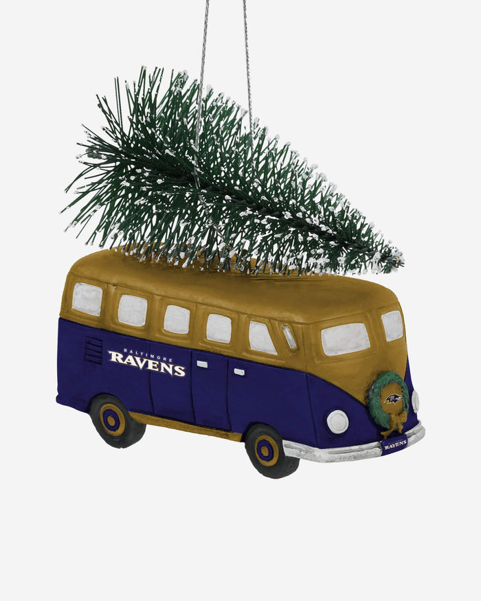 Baltimore Ravens Retro Bus With Tree Ornament FOCO - FOCO.com