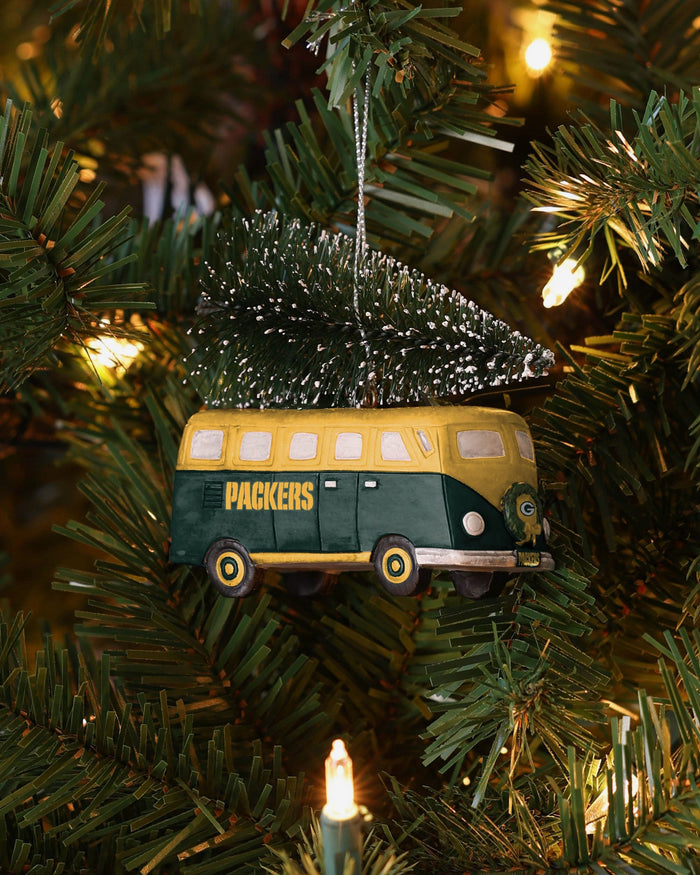 Green Bay Packers Retro Bus With Tree Ornament FOCO - FOCO.com