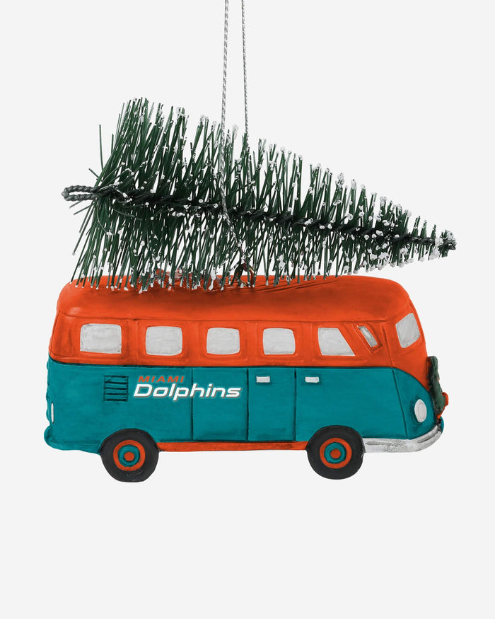 Miami Dolphins Retro Bus With Tree Ornament Foco - FOCO.com