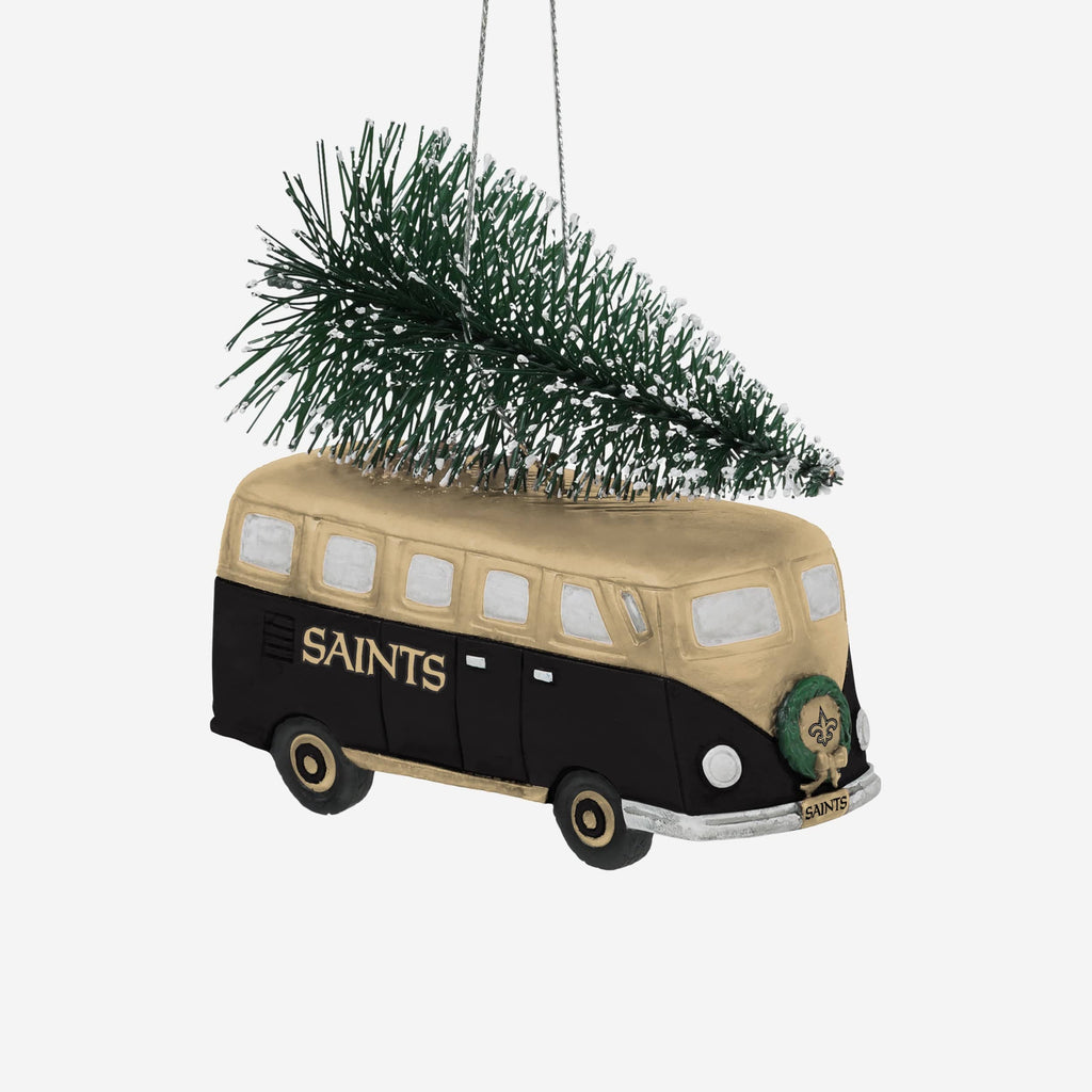 New Orleans Saints Retro Bus With Tree Ornament FOCO - FOCO.com