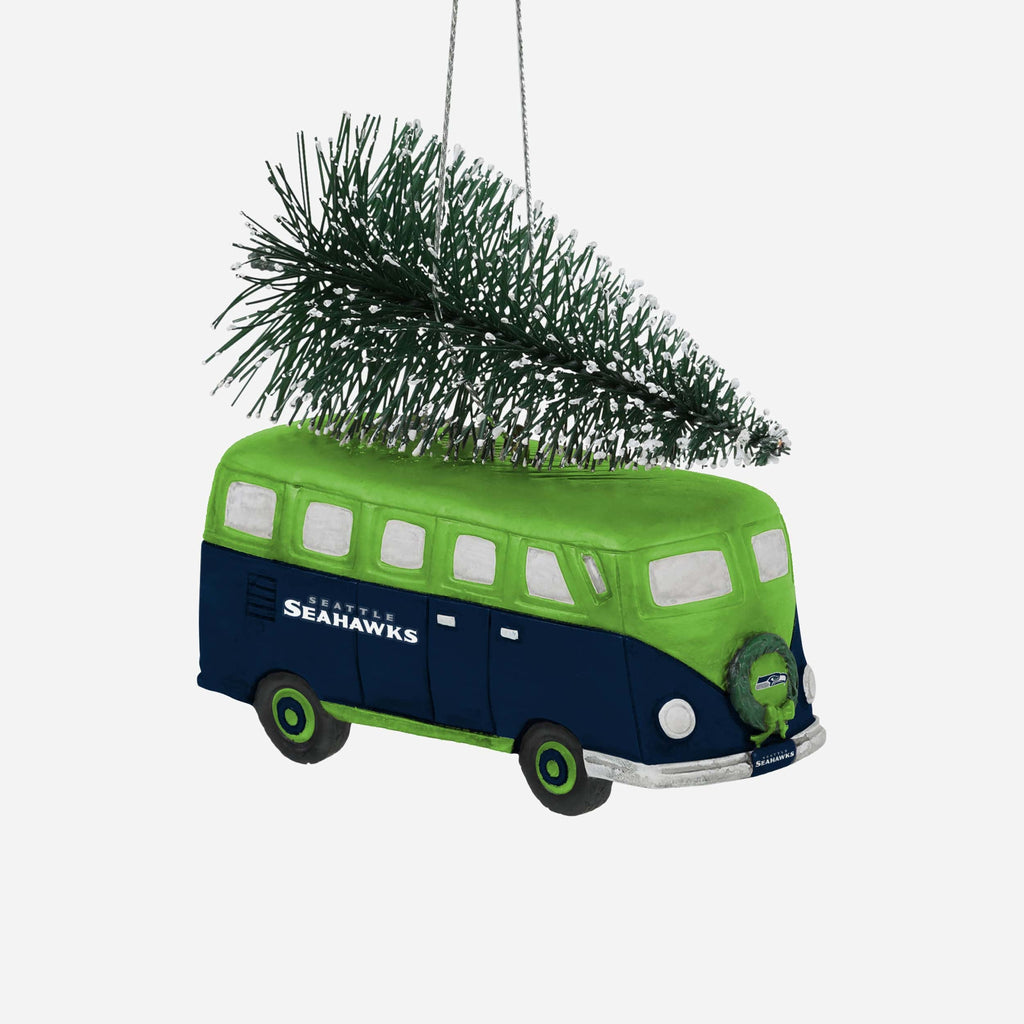 Seattle Seahawks Retro Bus With Tree Ornament FOCO - FOCO.com