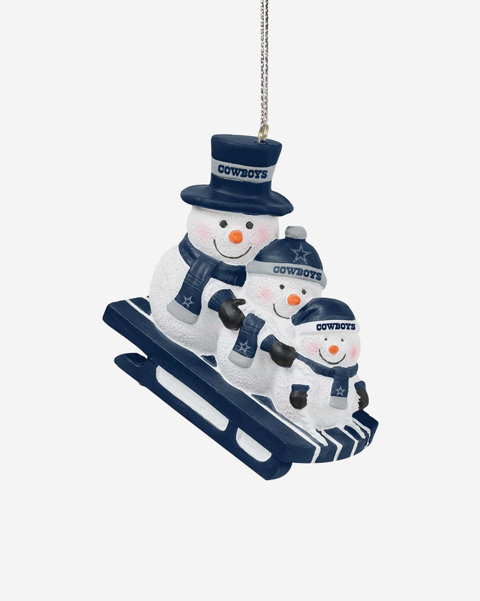 Dallas Cowboys Sledding Snowmen Ornament FOCO - FOCO.com