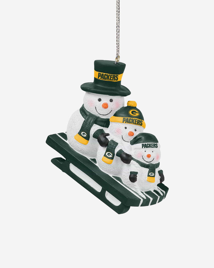Green Bay Packers Sledding Snowmen Ornament FOCO - FOCO.com