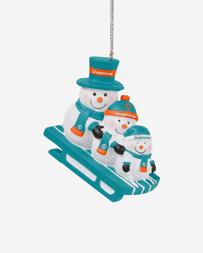 Miami Dolphins Sledding Snowmen Ornament FOCO - FOCO.com