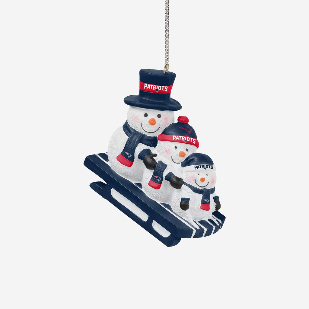 New England Patriots Sledding Snowmen Ornament FOCO - FOCO.com