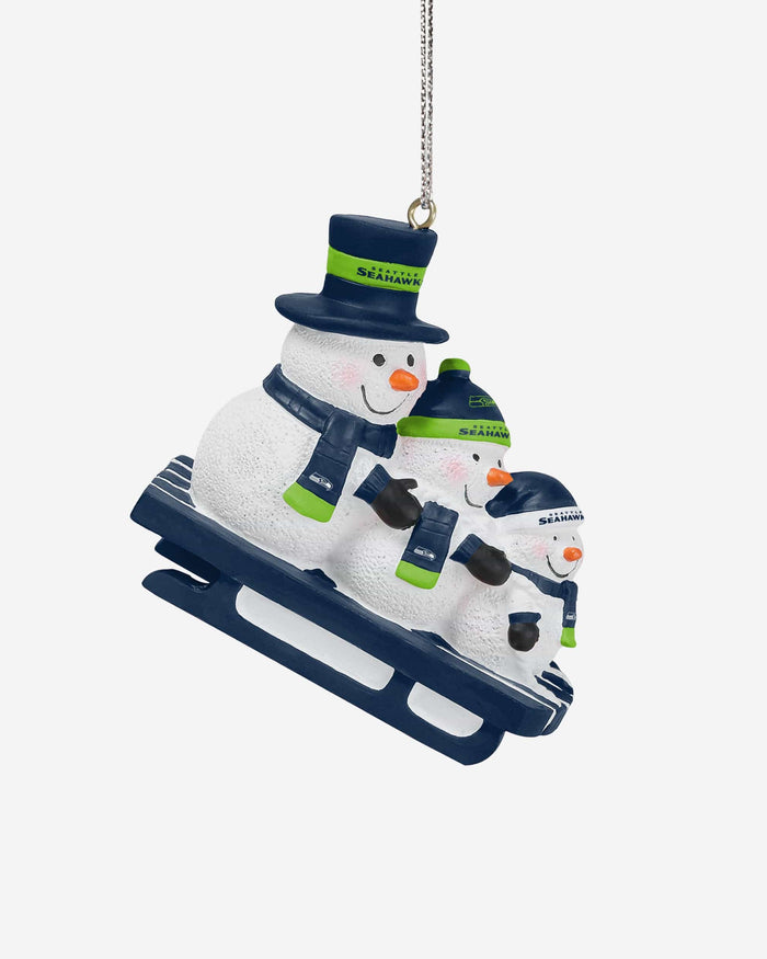 Seattle Seahawks Sledding Snowmen Ornament FOCO - FOCO.com