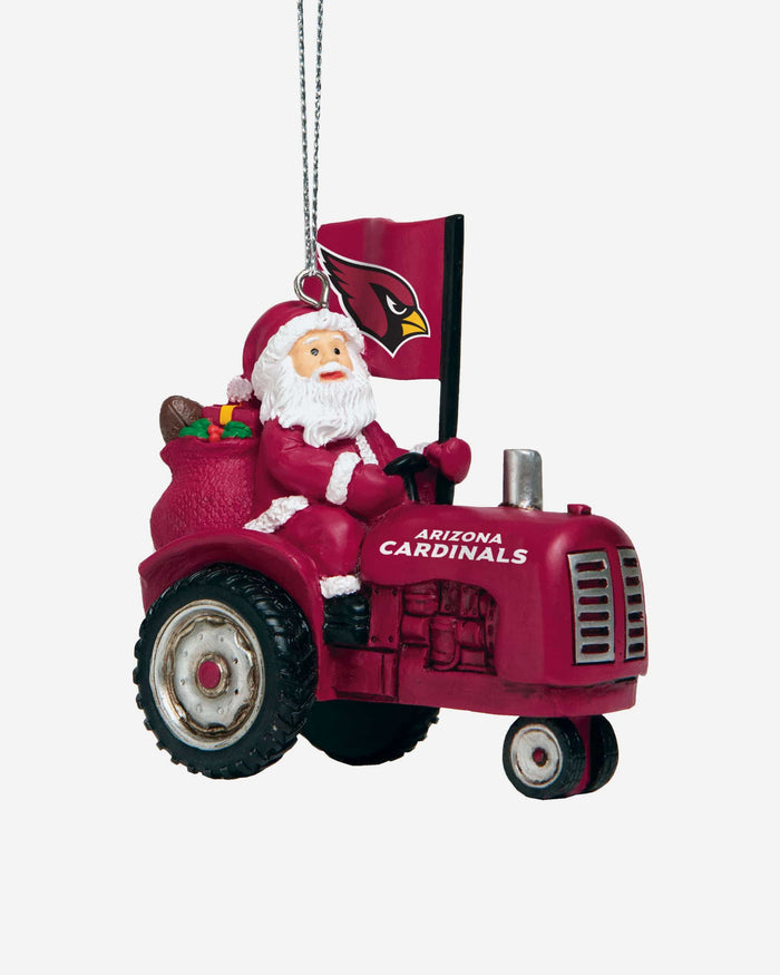 Arizona Cardinals Santa Riding Tractor Ornament FOCO - FOCO.com