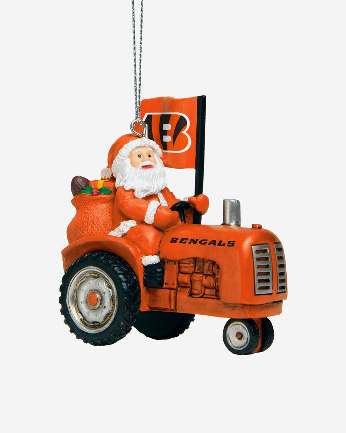 Cincinnati Bengals Santa Riding Tractor Ornament FOCO - FOCO.com