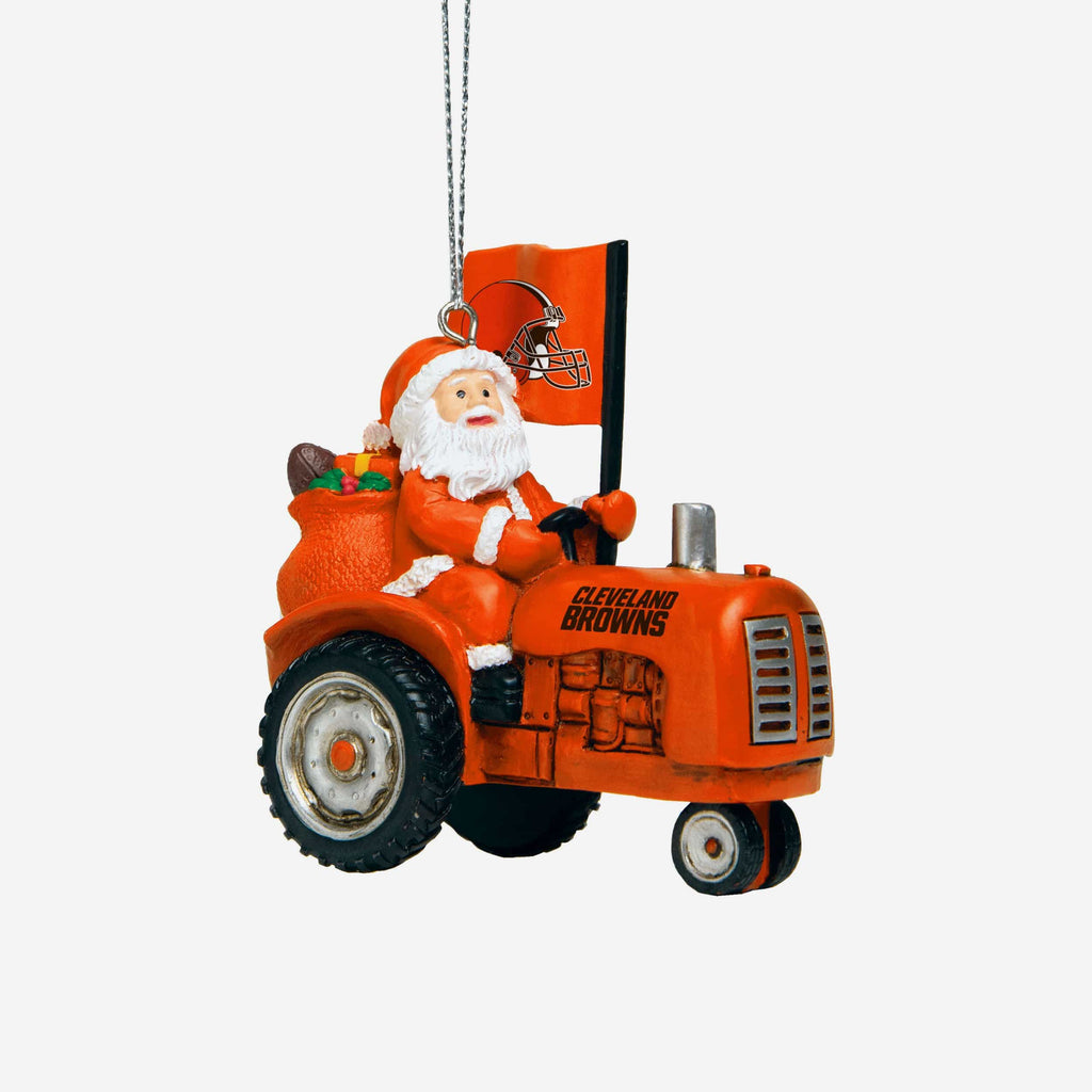 Cleveland Browns Santa Riding Tractor Ornament FOCO - FOCO.com